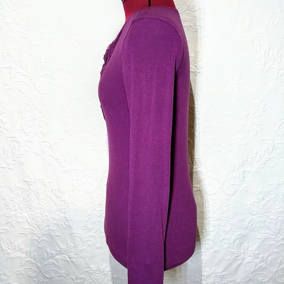 Eddie Bauer Small Purple Ruffle Long Sleeve Shirt - Picture 6 of 11